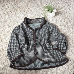 Christopher & Banks Houndstooth Jacket with Brown Accents